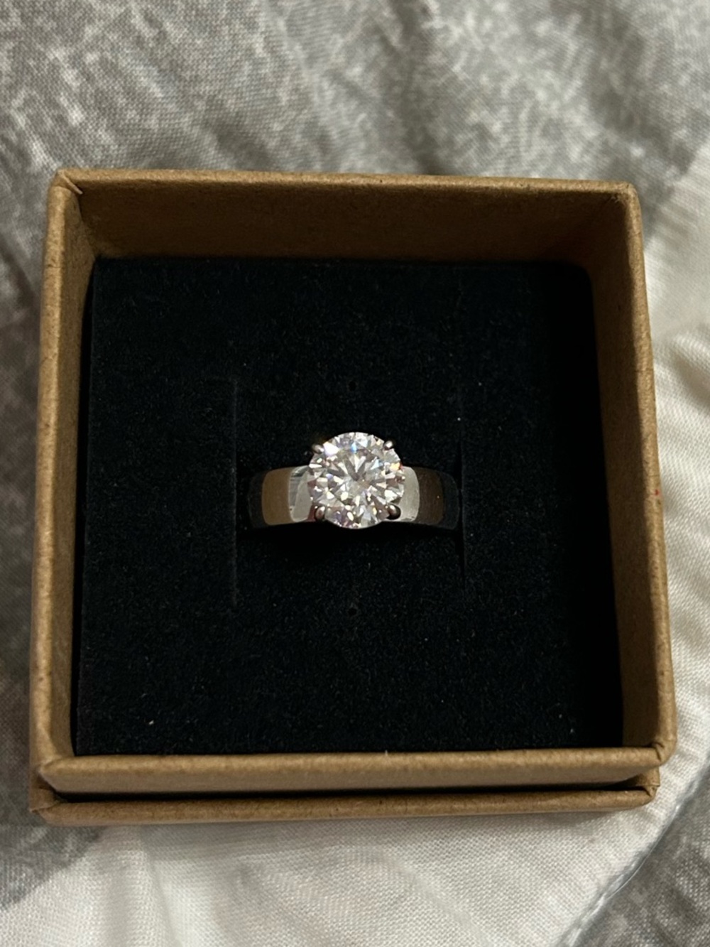 Classic Silver Solitaire Round-Cut Ring - Women's Jewelry